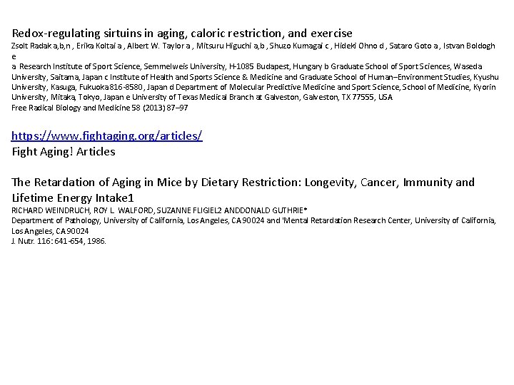 Redox-regulating sirtuins in aging, caloric restriction, and exercise Zsolt Radak a, b, n ,