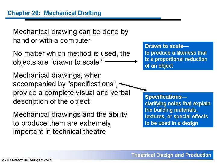 Chapter 20: Mechanical Drafting Mechanical drawing can be done by hand or with a