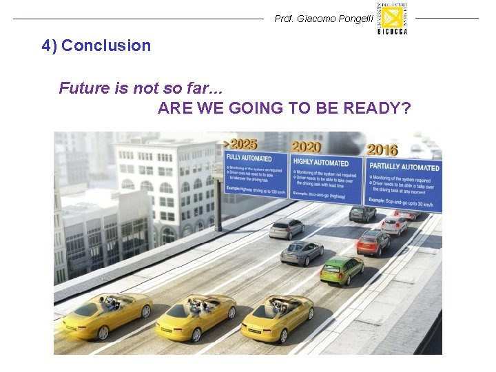 Prof. Giacomo Pongelli 4) Conclusion Future is not so far… ARE WE GOING TO