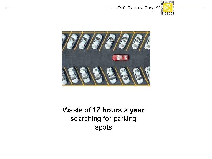 Prof. Giacomo Pongelli Waste of 17 hours a year searching for parking spots 