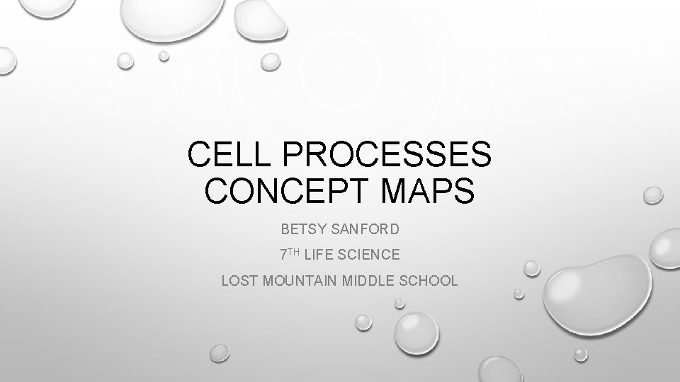 CELL PROCESSES CONCEPT MAPS BETSY SANFORD 7 TH LIFE SCIENCE LOST MOUNTAIN MIDDLE SCHOOL