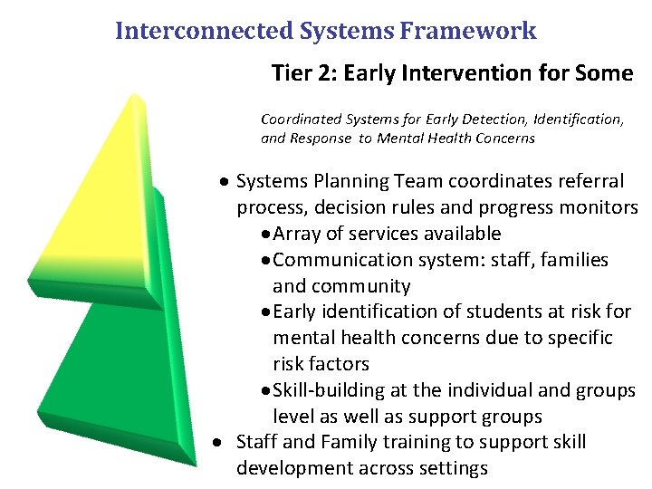 Interconnected Systems Framework Tier 2: Early Intervention for Some Coordinated Systems for Early Detection,