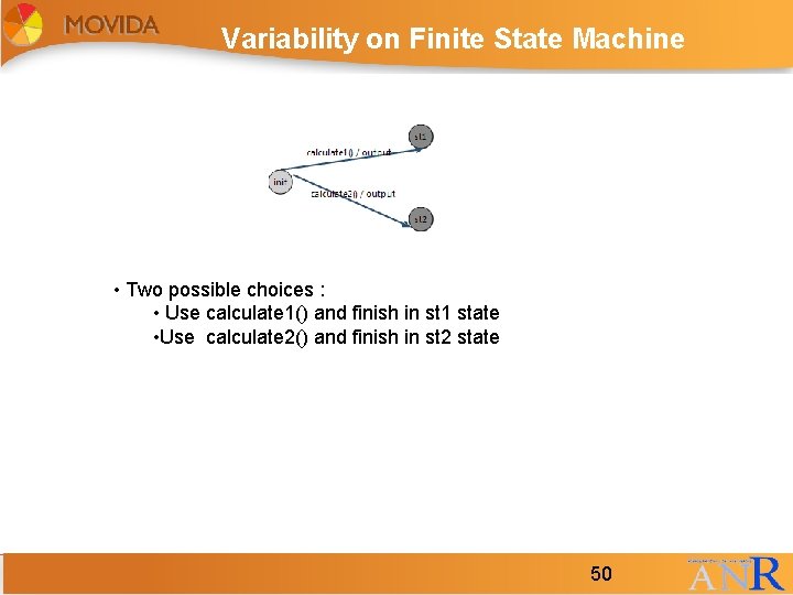 Variability on Finite State Machine • Two possible choices : • Use calculate 1() Variability on Finite State Machine • Two possible choices : • Use calculate 1()