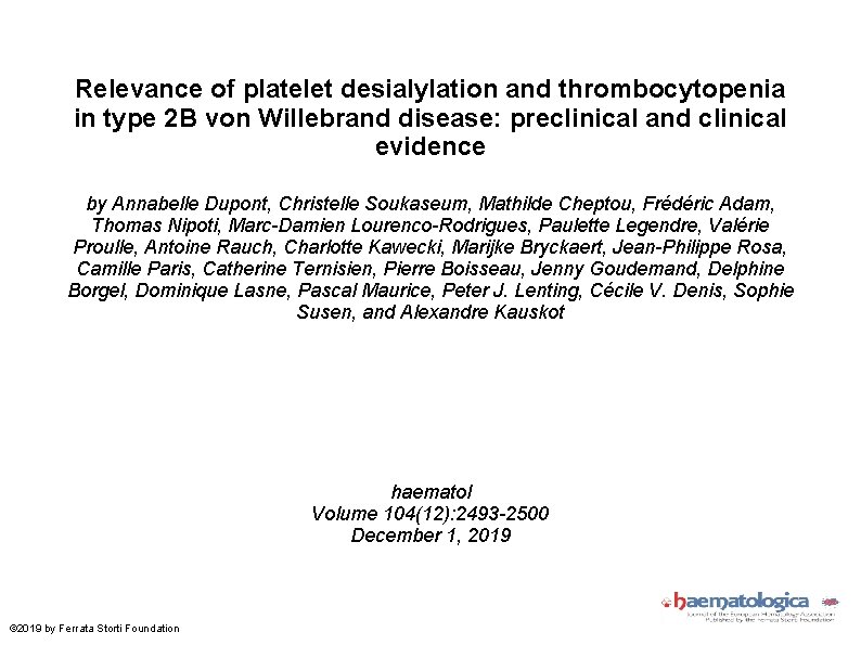 Relevance of platelet desialylation and thrombocytopenia in type 2 B von Willebrand disease: preclinical