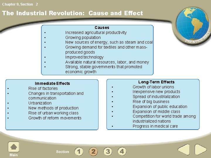 Chapter 9, Section 2 The Industrial Revolution: Cause and Effect • • • •