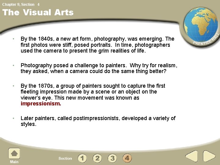 Chapter 9, Section 4 The Visual Arts • By the 1840 s, a new