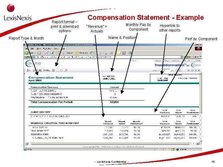 Report format – print & download options Report Type & Month Compensation Statement -