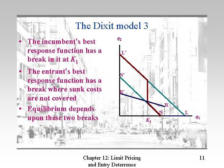 The Dixit model 3 • The incumbent’s best response function has a break in