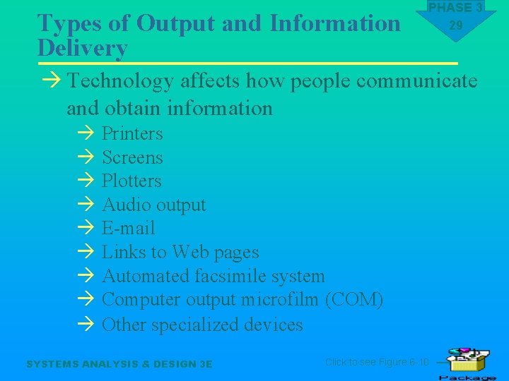 Types of Output and Information Delivery PHASE 3 29 à Technology affects how people