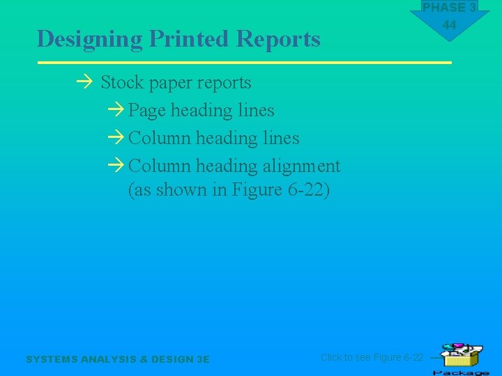 Designing Printed Reports PHASE 3 44 à Stock paper reports à Page heading lines