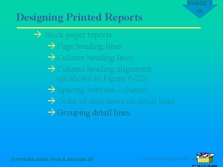 Designing Printed Reports PHASE 3 46 à Stock paper reports à Page heading lines
