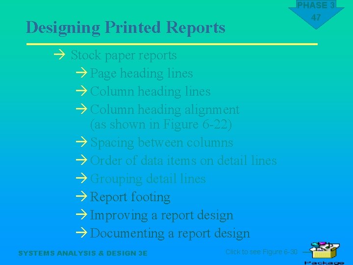 Designing Printed Reports PHASE 3 47 à Stock paper reports à Page heading lines