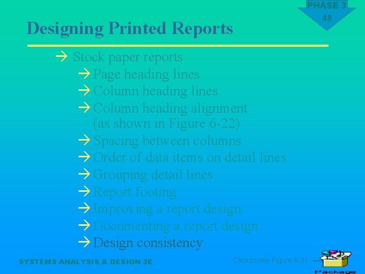 Designing Printed Reports PHASE 3 48 à Stock paper reports à Page heading lines