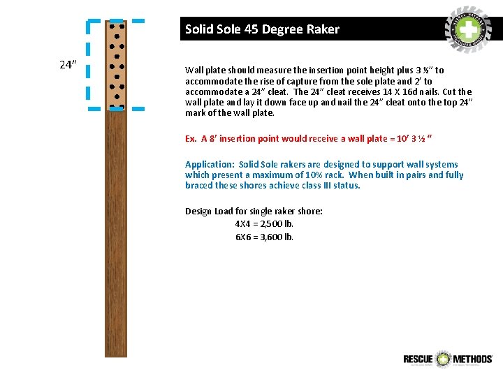 Solid Sole 45 Degree Raker 24” Wall plate should measure the insertion point height