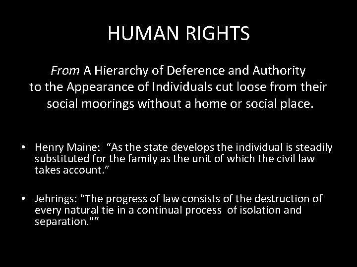 HUMAN RIGHTS From A Hierarchy of Deference and Authority to the Appearance of Individuals