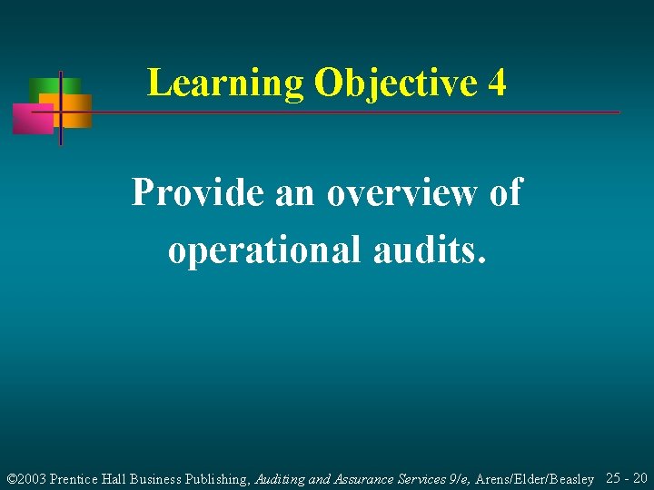 Learning Objective 4 Provide an overview of operational audits. © 2003 Prentice Hall Business