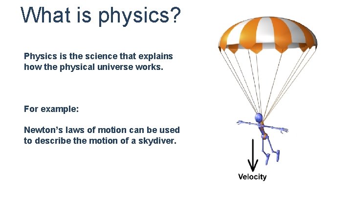 What is physics? Physics is the science that explains how the physical universe works.