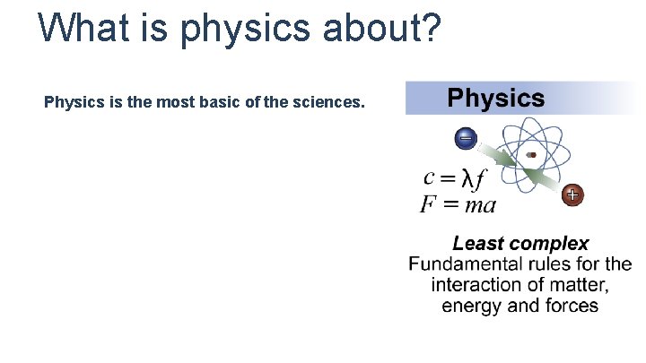 What is physics about? Physics is the most basic of the sciences. 