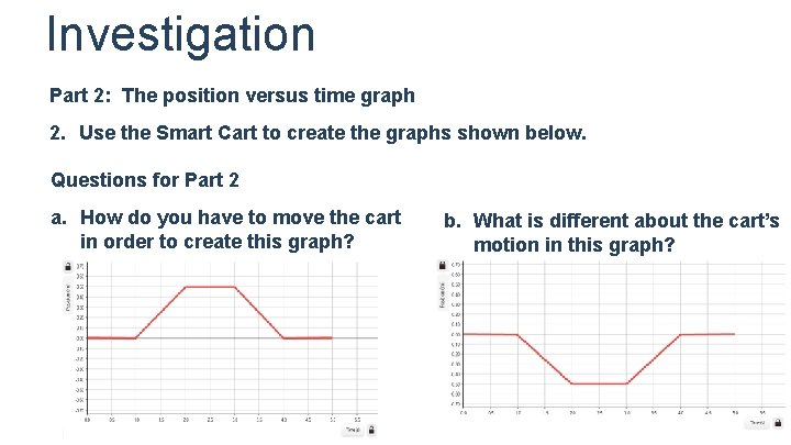 Investigation Part 2: The position versus time graph 2. Use the Smart Cart to