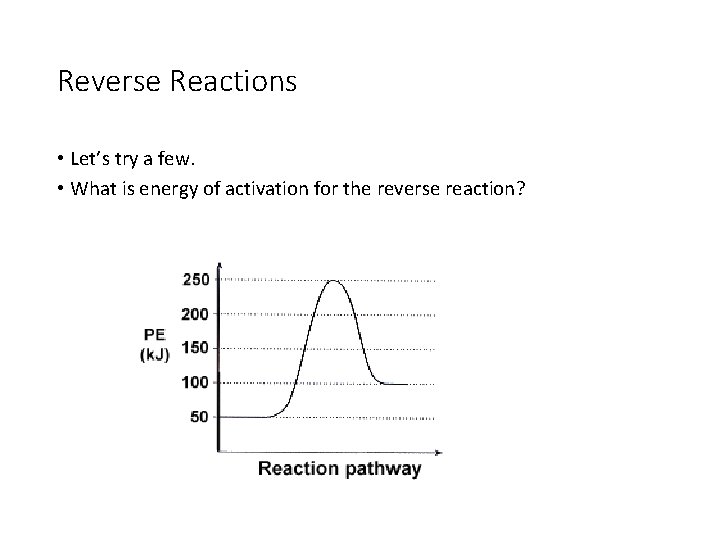 Reverse Reactions • Let’s try a few. • What is energy of activation for