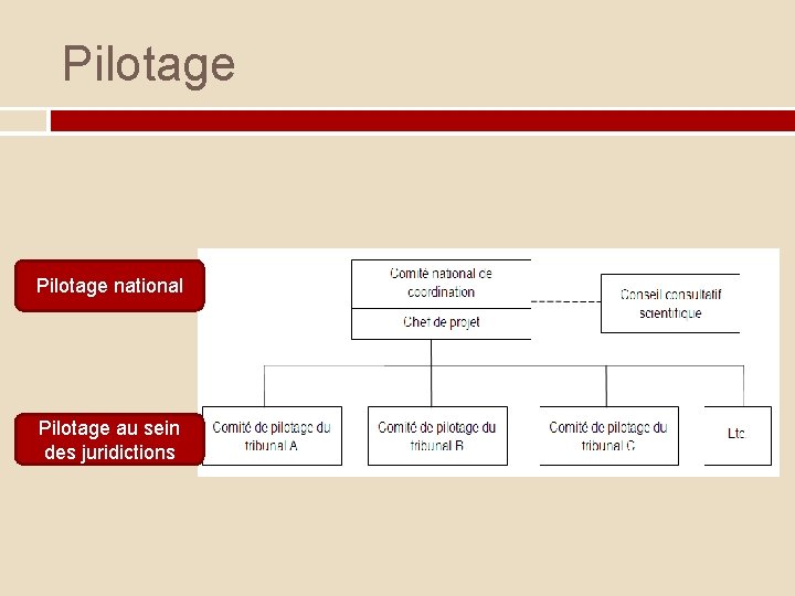 Pilotage national Pilotage au sein des juridictions 