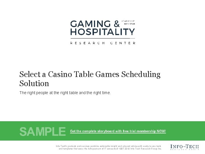 Select a Casino Table Games Scheduling Solution The right people at the right table