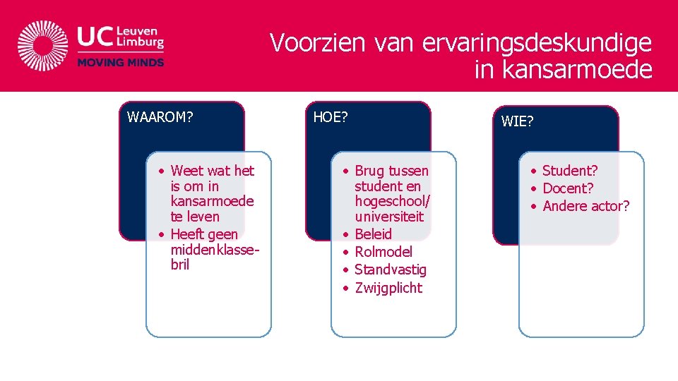 Voorzien van ervaringsdeskundige in kansarmoede WAAROM? • Weet wat het is om in kansarmoede Voorzien van ervaringsdeskundige in kansarmoede WAAROM? • Weet wat het is om in kansarmoede