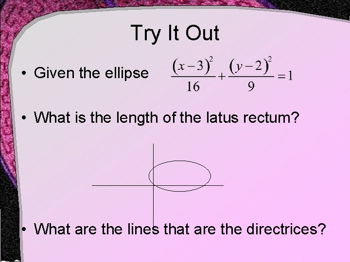 Try It Out • Given the ellipse • What is the length of the