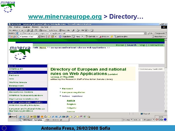 www. minervaeurope. org > Directory… Antonella Fresa, 26/02/2008 Sofia 