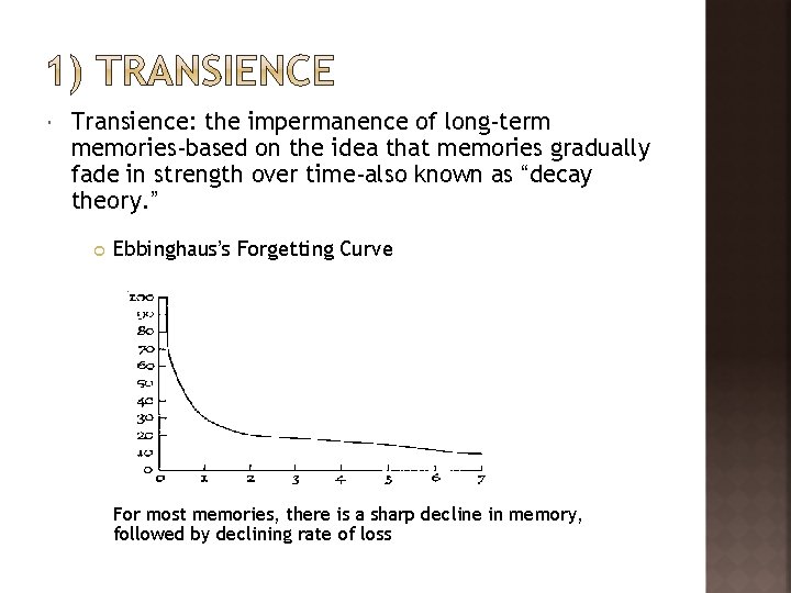  Transience: the impermanence of long-term memories-based on the idea that memories gradually fade