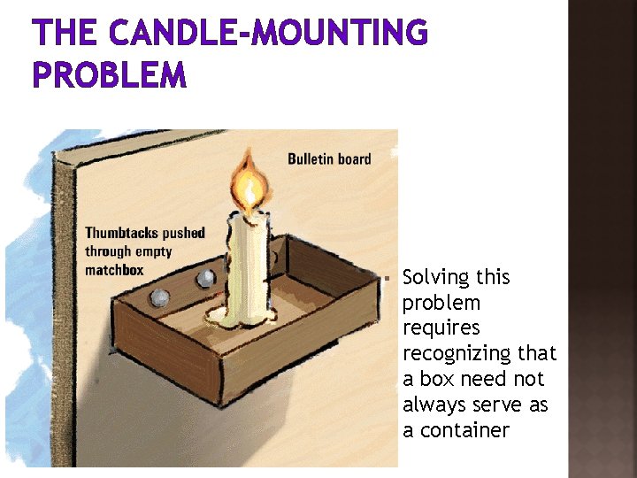 THE CANDLE-MOUNTING PROBLEM § Solving this problem requires recognizing that a box need not