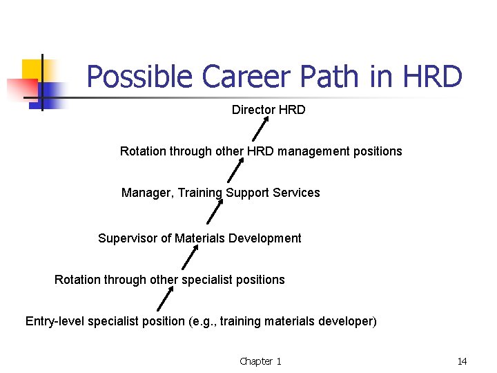 Possible Career Path in HRD Director HRD Rotation through other HRD management positions Manager,