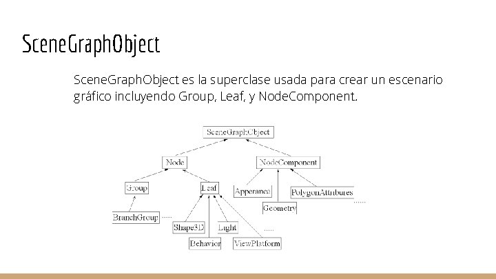 Scene. Graph. Object es la superclase usada para crear un escenario gráfico incluyendo Group,