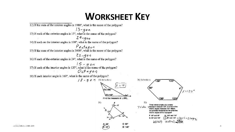 WORKSHEET KEY 2/22/2021 2: 08 AM 6 -1: Intro to Quadrilaterals 4 