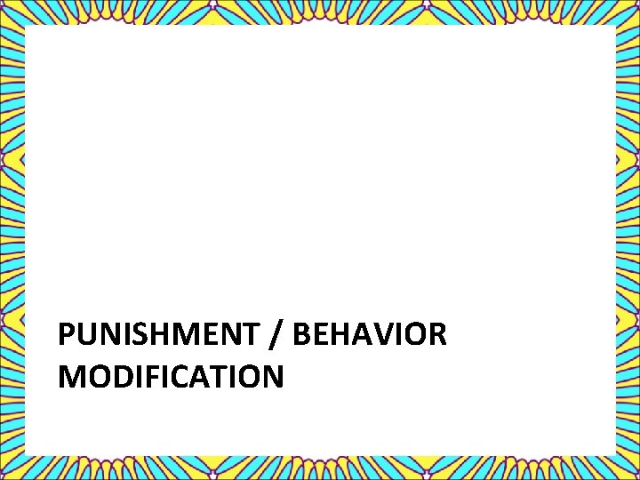 PUNISHMENT / BEHAVIOR MODIFICATION 