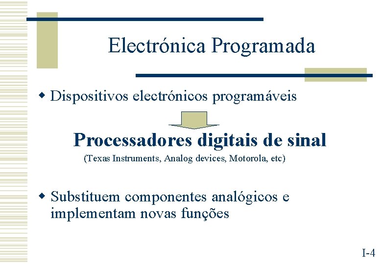 Electrónica Programada w Dispositivos electrónicos programáveis Processadores digitais de sinal (Texas Instruments, Analog devices,
