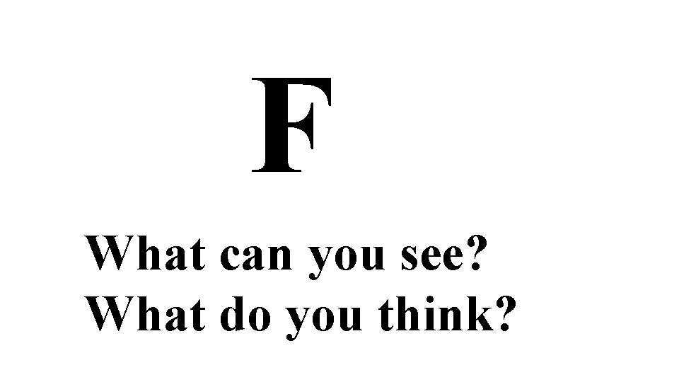 F What can you see? What do you think? 