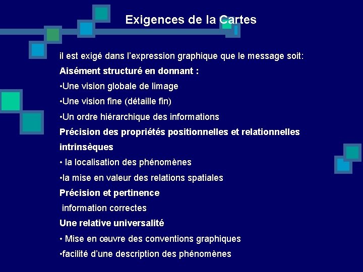 Exigences de la Cartes il est exigé dans l’expression graphique le message soit: Aisément