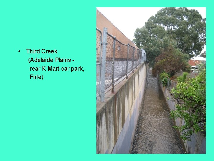  • Third Creek (Adelaide Plains rear K Mart car park, Firle) 
