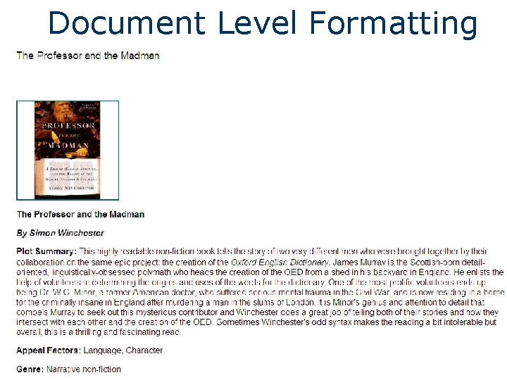 Document Level Formatting 