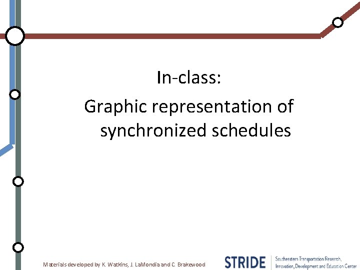In-class: Graphic representation of synchronized schedules Materials developed by K. Watkins, J. La. Mondia