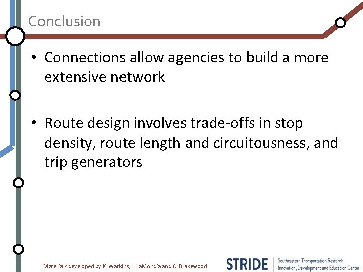 Conclusion • Connections allow agencies to build a more extensive network • Route design