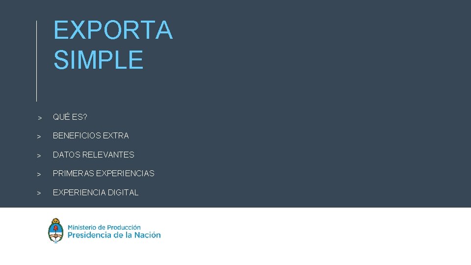 EXPORTA SIMPLE > QUÉ ES? > BENEFICIOS EXTRA > DATOS RELEVANTES > PRIMERAS EXPERIENCIAS