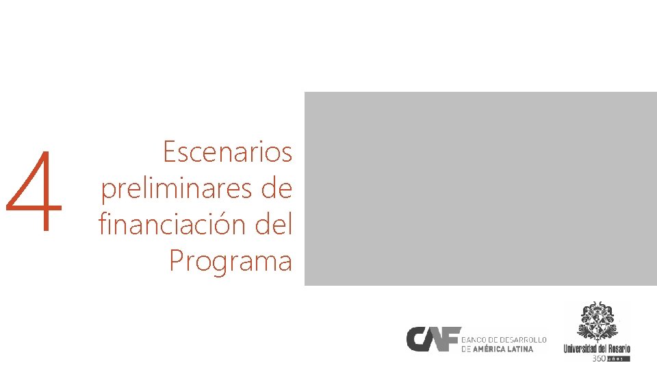 4 Escenarios preliminares de financiación del Programa 