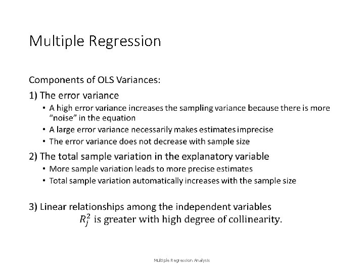 Multiple Regression • Multiple Regression Analysis 