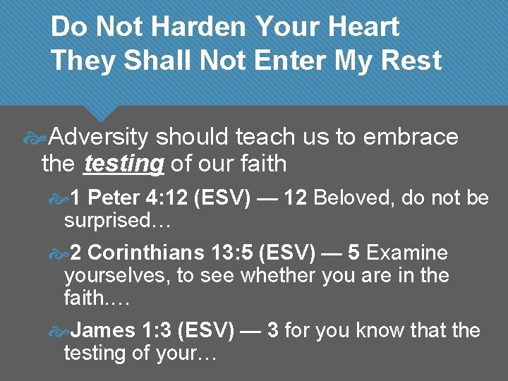 Do Not Harden Your Heart They Shall Not Enter My Rest Adversity should teach