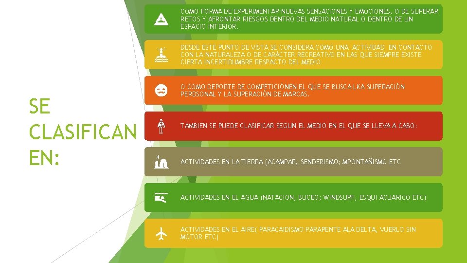 COMO FORMA DE EXPERIMENTAR NUEVAS SENSACIONES Y EMOCIONES, O DE SUPERAR RETOS Y AFRONTAR