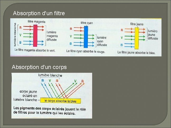 Absorption d'un filtre Absorption d'un corps 