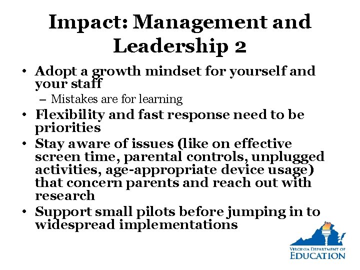 Impact: Management and Leadership 2 • Adopt a growth mindset for yourself and your Impact: Management and Leadership 2 • Adopt a growth mindset for yourself and your