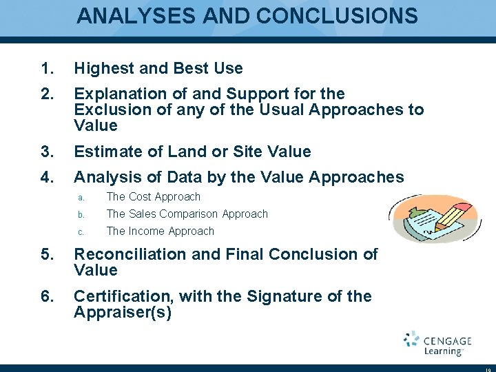 ANALYSES AND CONCLUSIONS 1. Highest and Best Use 2. Explanation of and Support for